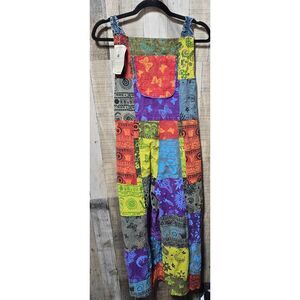 Himalaya Handmade Boho Hippie Celestial Butterfly Patchwork Jumpsuit Overalls NW